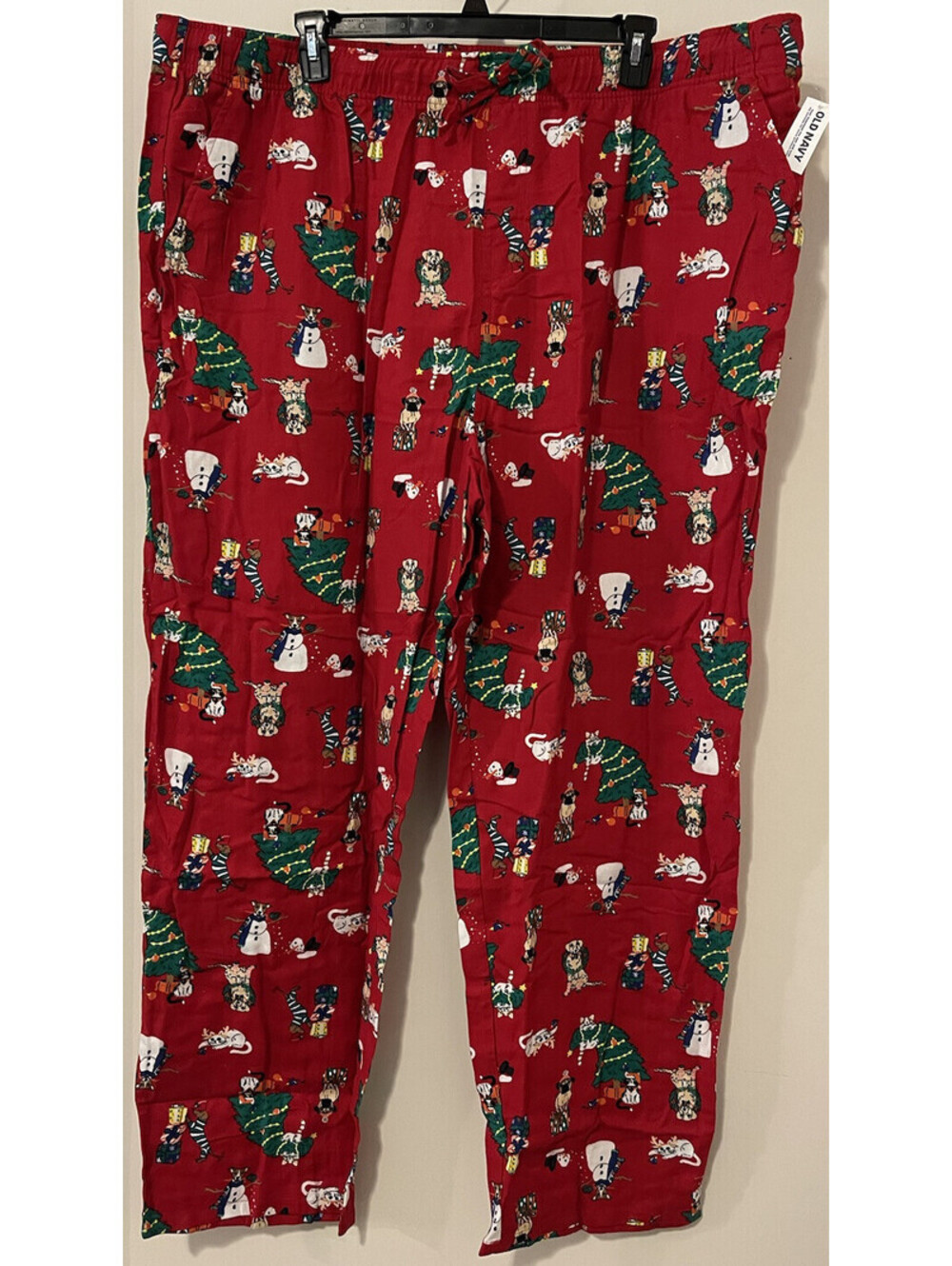 Old Navy Mens 4xl Tall Red Pet Print Pull-On Cotton Lounge Pajama Pant NWT A7086